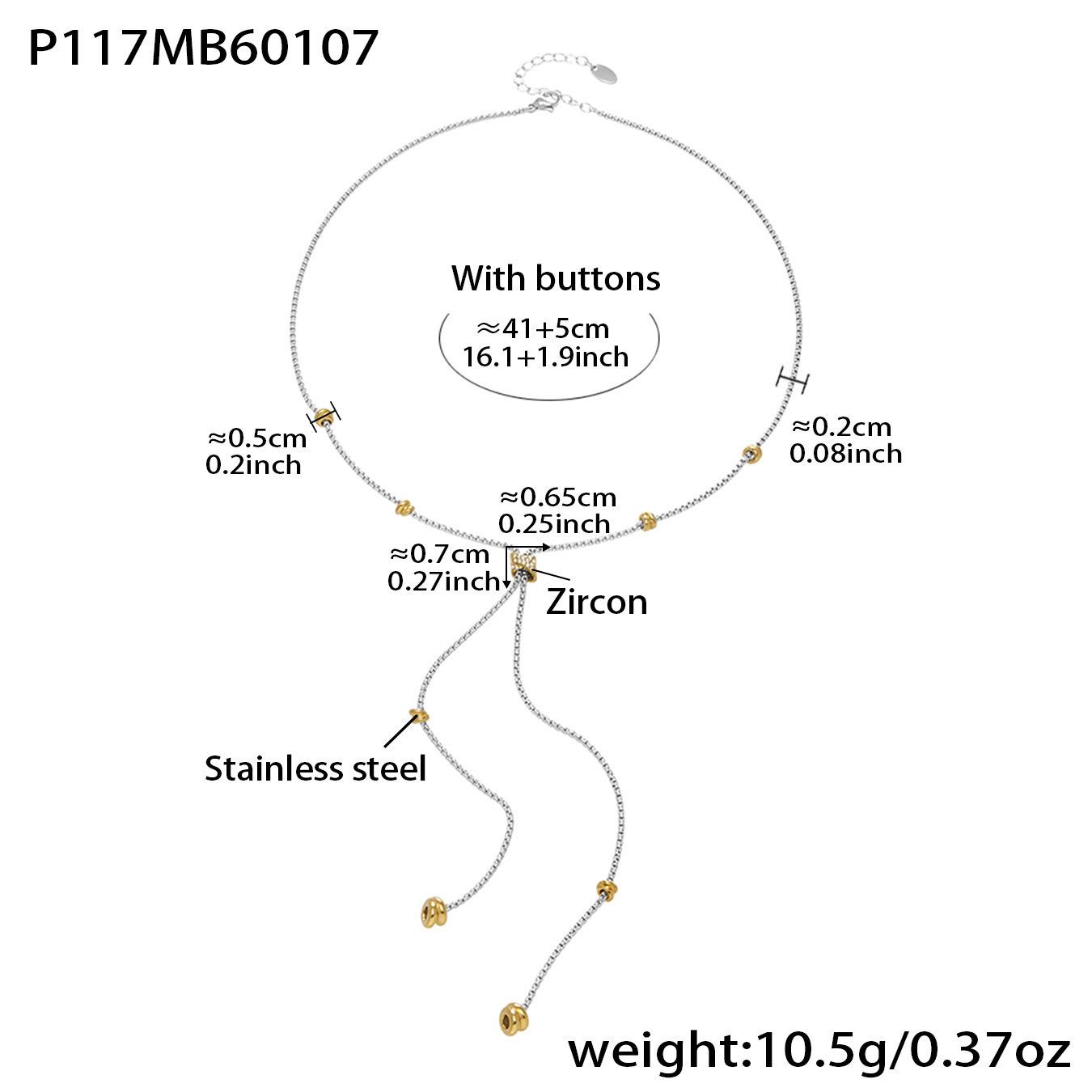 Двухцветное выдвижное ожерелье с цирконами из нержавеющей стали, нишевый дизайн для ощущения высокого класса