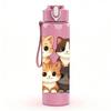 1PC Family Kitten Stack Pattern 750ml Color Plastic Sports Water Bottle Leakproof Flip Straw Lid Suitable for Sports Office Home Use