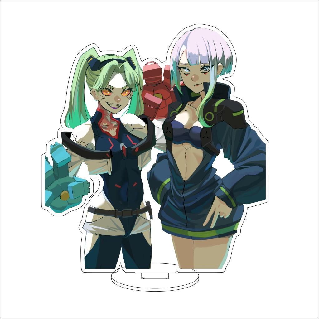 16CM Anime Cyberpunk Cosplay Acryl-Ständer Ornamente David Martinez Rebecca Figur Ständer Halloween Geschenke