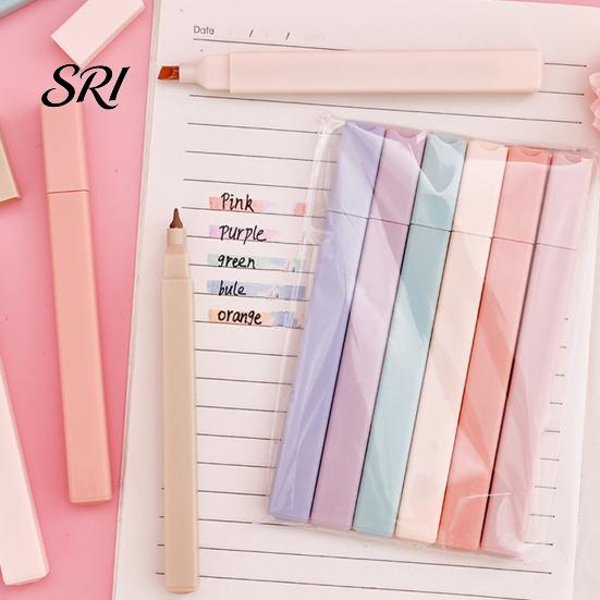 Highlighter Pen 6Pcs Pastel Set for Students Large Capacity Eye-Care Student Highlighters Markers Journaling Notes Quick-Dry Dual-Tip Cute School