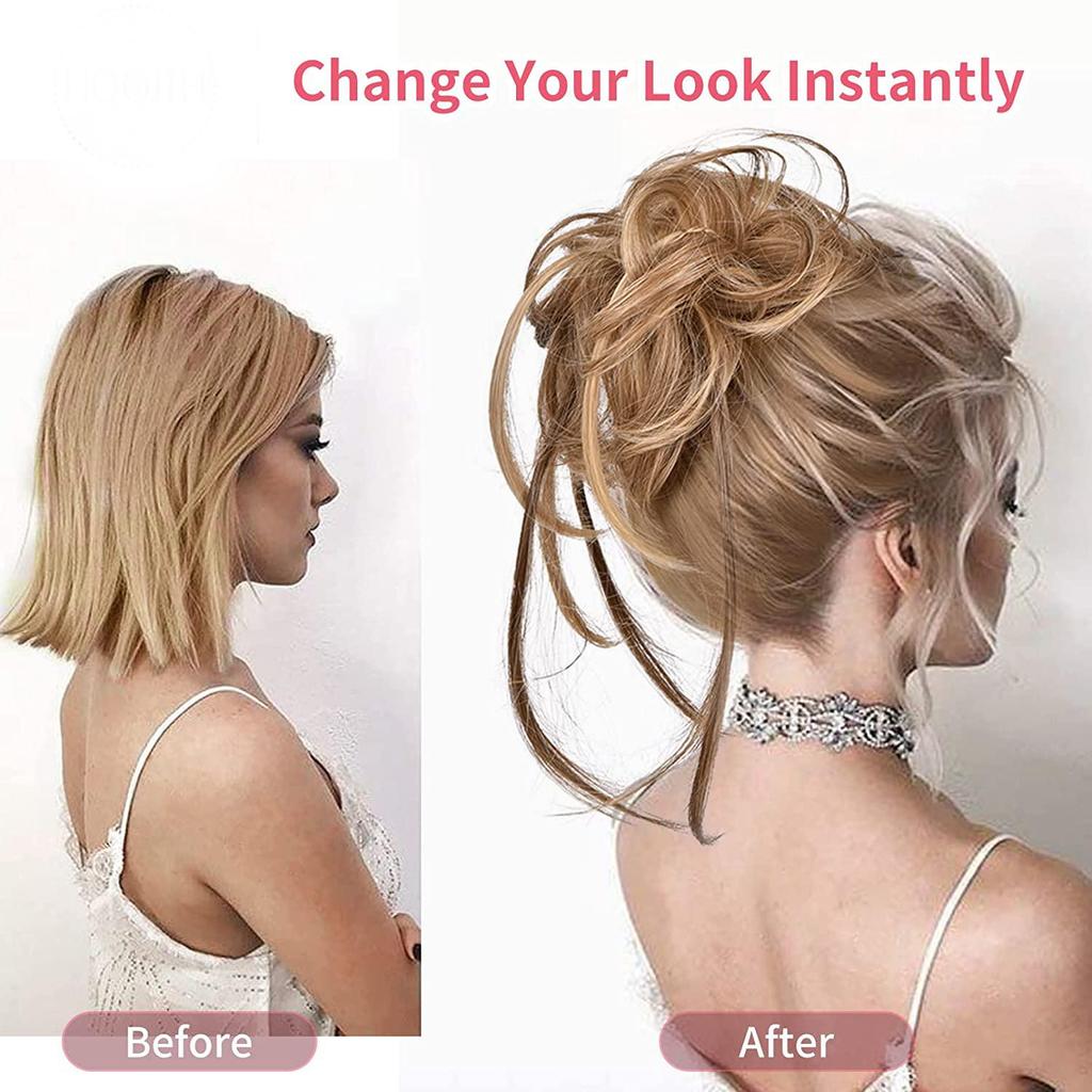 Synthetic Wrap Curly Ponytail Bun Chignon Messy Curly Hair Elastic False Hair Pieces for Women KTB