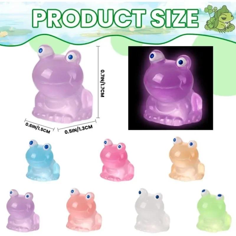 50Pcs Luminous Mini Resin Frogs Statue Miniature Small Frog Statue Moss Landscape Model Small Frog Garden Family Party Decor