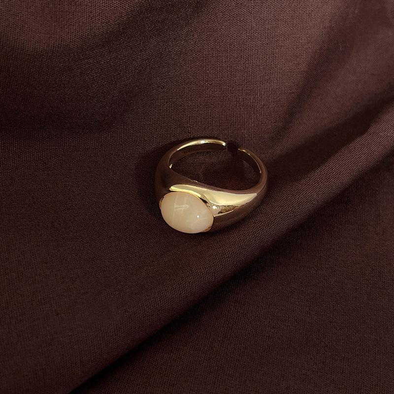 Chic Open Adjustable Ring For Women Featuring Natural Stone Unique Vintage Design Fashion Accessory