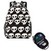 Totenkopf Grafikdruck Studentenrucksack Schultasche Wander-Tagesrucksack für Herren Damen Mode Buchertasche Umhängetaschen