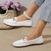 Spring and Autumn Women's Round Toe Low Heel Metal Chain Casual Shoes