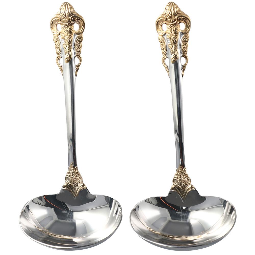 

1/2 шт. серебряный половник для супа, углубленная ложка из нержавеющей стали, прочная кухонная ложка для соуса