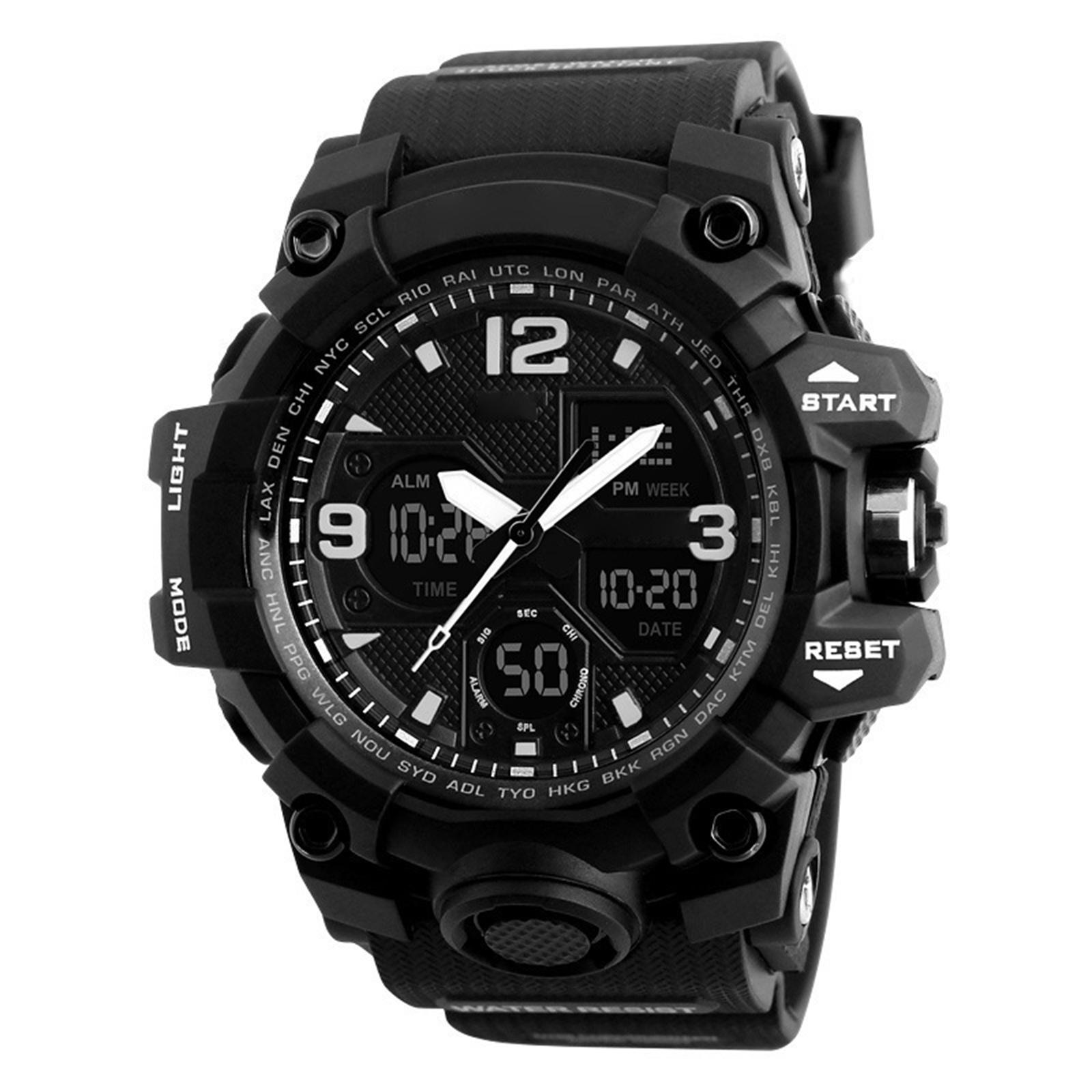 

Мужские водонепроницаемые светящиеся наручные часы-будильник для бега One Size чёрный