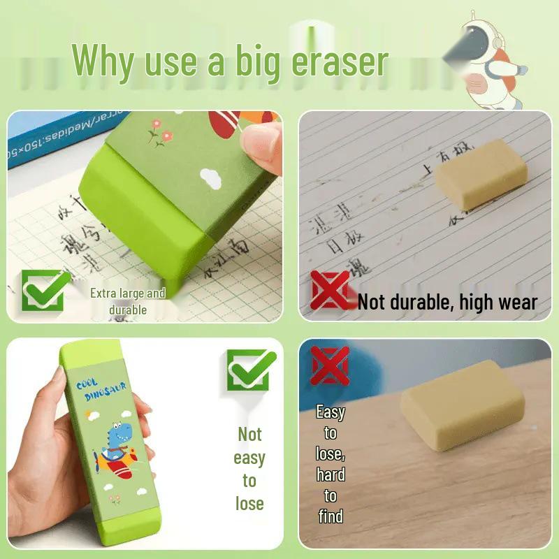 Nykomling Exklusivt: Extra stort, smulfritt tecknat suddgummi för studenter och barn