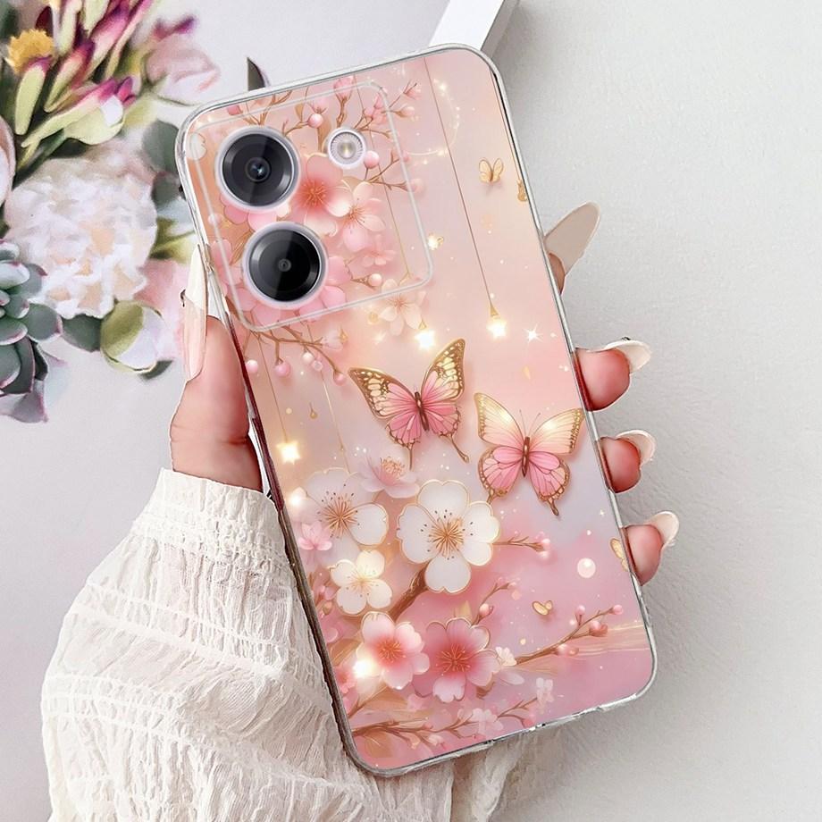 For Xiaomi Poco M7 Pro 5G X7 Pro Back Cover Girly Fashion Flower Butterfly Painting Soft TPU Clear Fundas PocoM7 Pro X7Pro Case