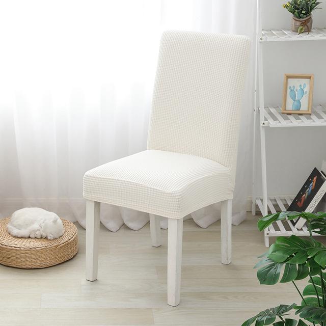 Solid Color Dining Chair Cover Jacquard Spandex Slipcover Protector Stretch Case for Kitchen Chair Seat Hotel Banquet Elastic