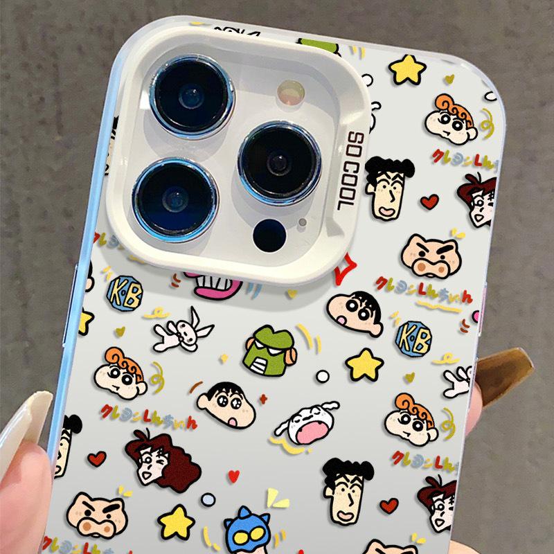 Full-Screen Shin-chan iPhone 17 Case - Silver, Compatible with 15 Pro Max/14 Pro/13/16 Pro