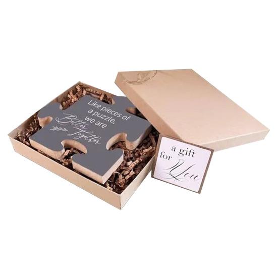 Dřevěná puzzle dekorace stolní puzzle ve tvaru ozdoby suvenýr dárek na rozloučenou a projev vděčnosti pro kolegy přátele