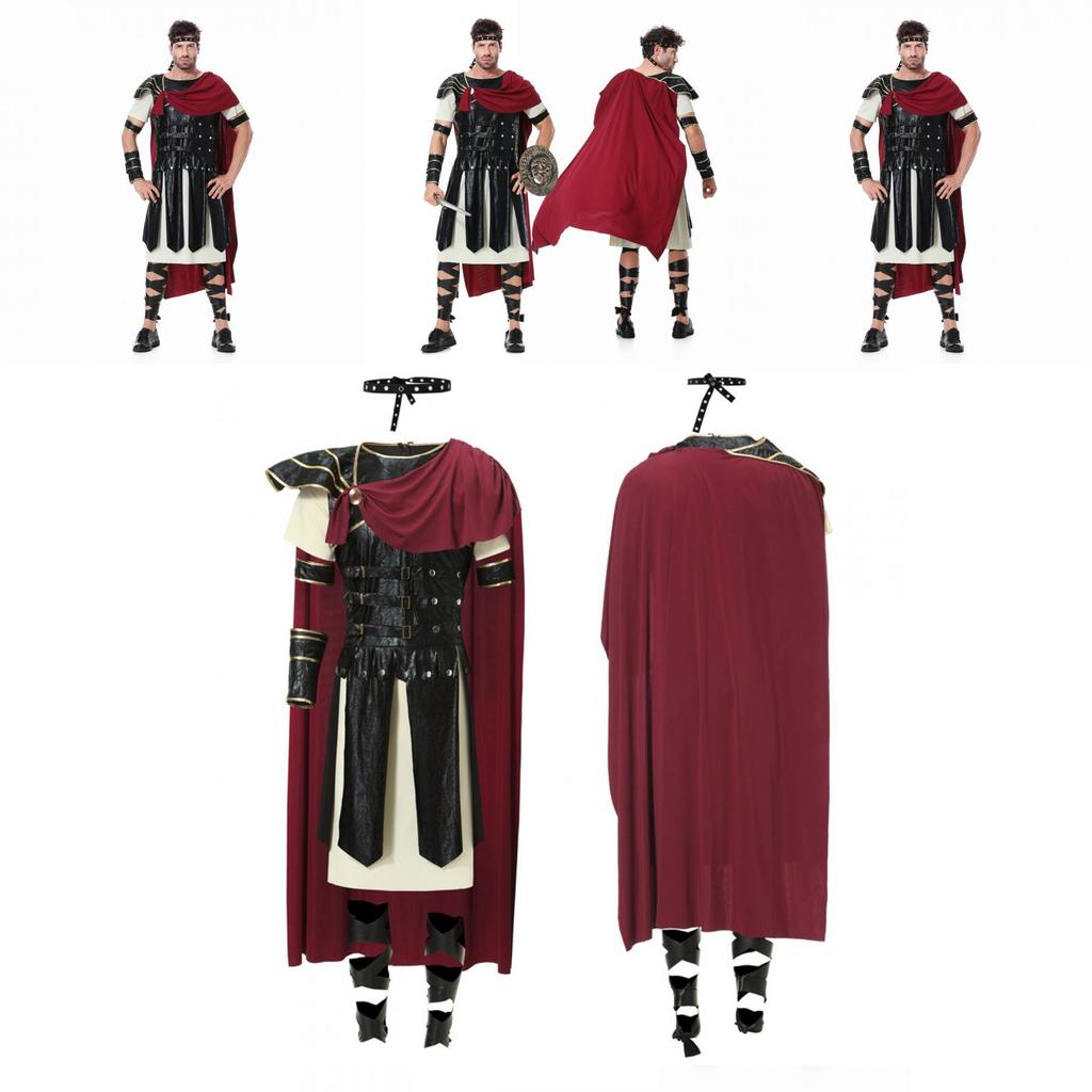 Costume da Guerriero Romano di Halloween per Spettacoli Teatrali in Tessuto Misto Cotone