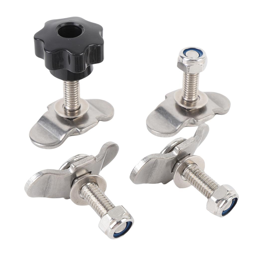L Track Tie Down Fittings M8x35mm Stainless Steel Double Lug Threaded Stud Nut Kit for Truck Bed Trailer Cargo Control