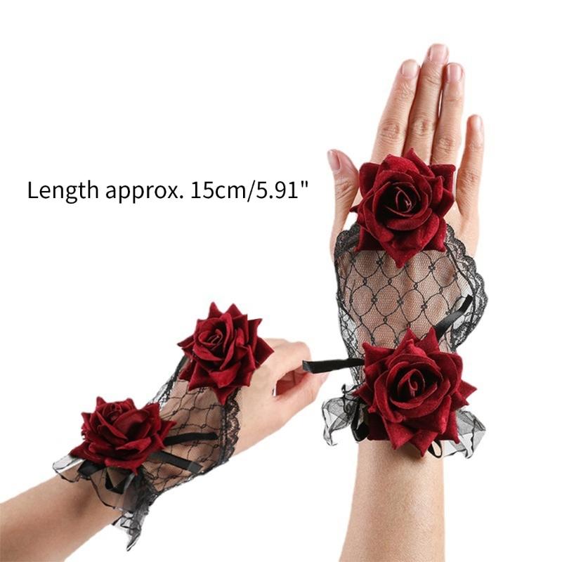 Sweet Ruffle Sleeves Girls Rose Wrist Cuffs for Woman Sweater Skirt Decorations Female Lace Wrist Cuffs Supplies