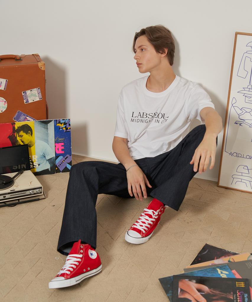 LAB101 Seoul Light Logo Cotton Short Sleeve T-Shirt - White