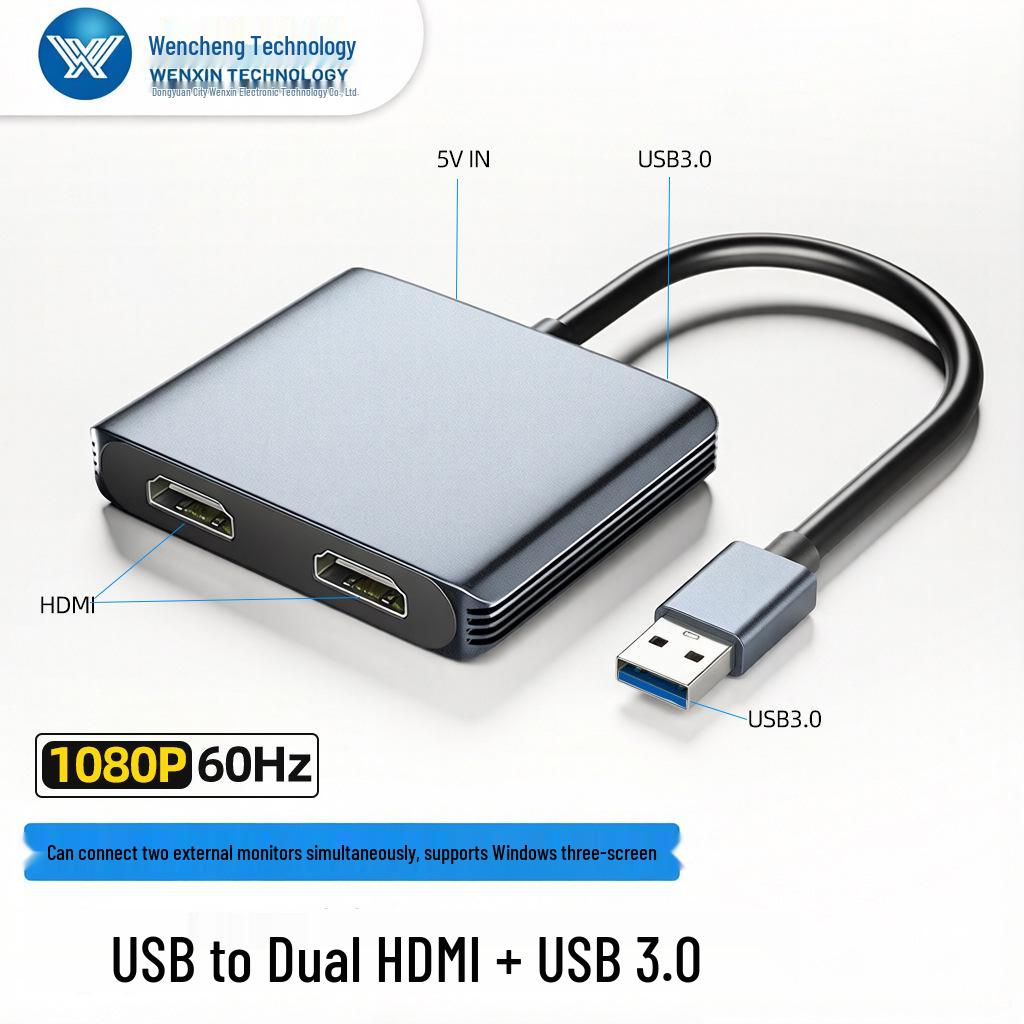 USB to Dual HDMI Converter: Dual Display HD Expansion Dock with 3.0 Connection for Screen Casting