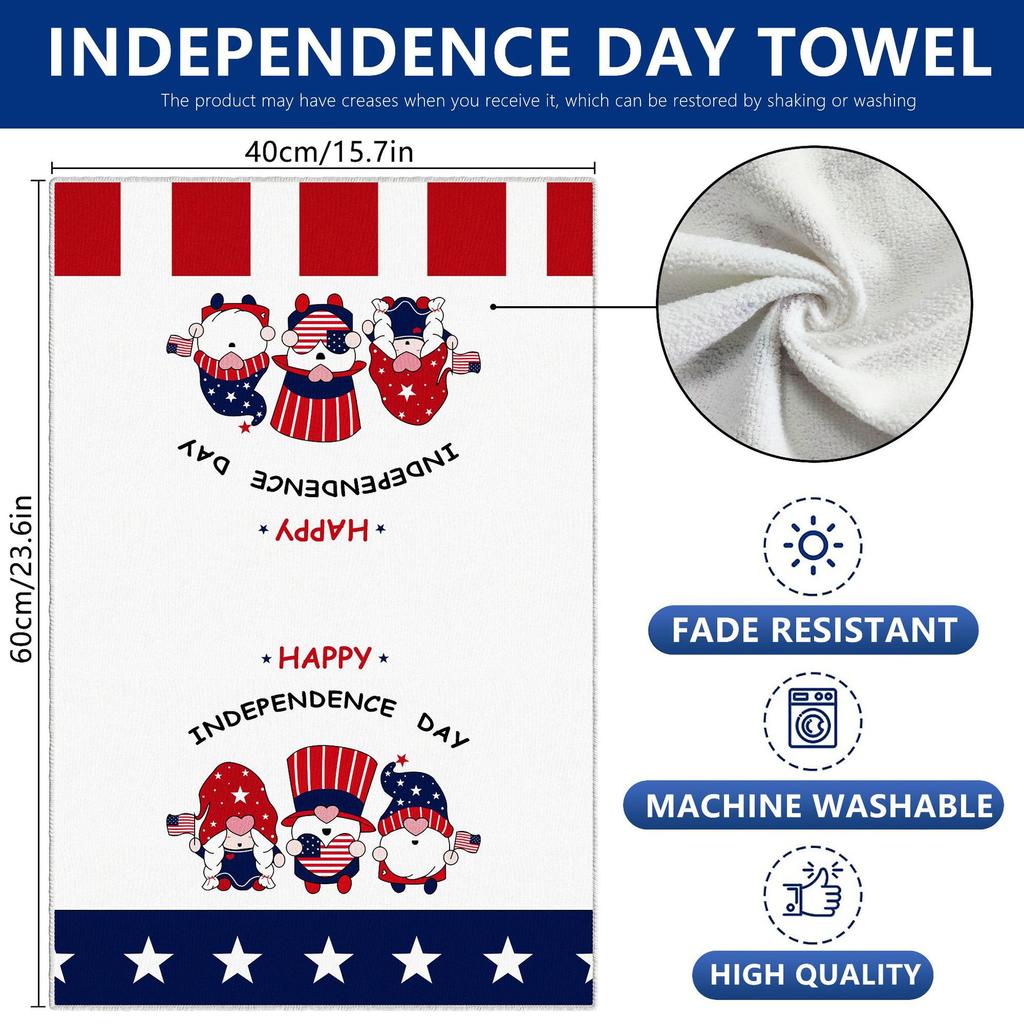 Cross-border microfiber Independence Day 3D printed towel kitchen suction towel face towel