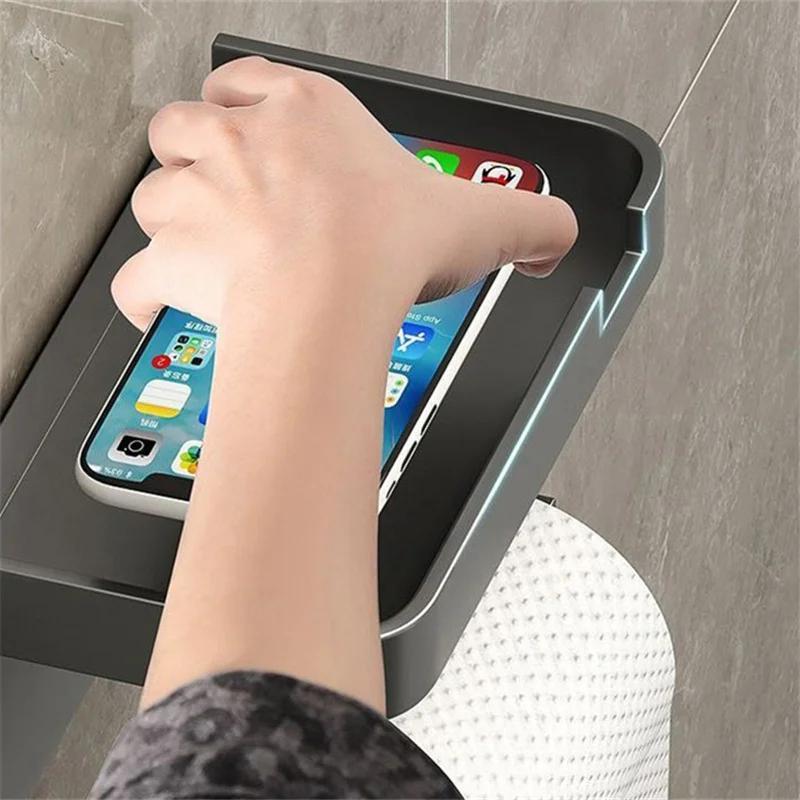 Toilet Paper Holder Plastic Storage Rack Wall Mounted Bathroom Kitchen Towel Placement Toilet Paper Roll Box Phone Storage Rack