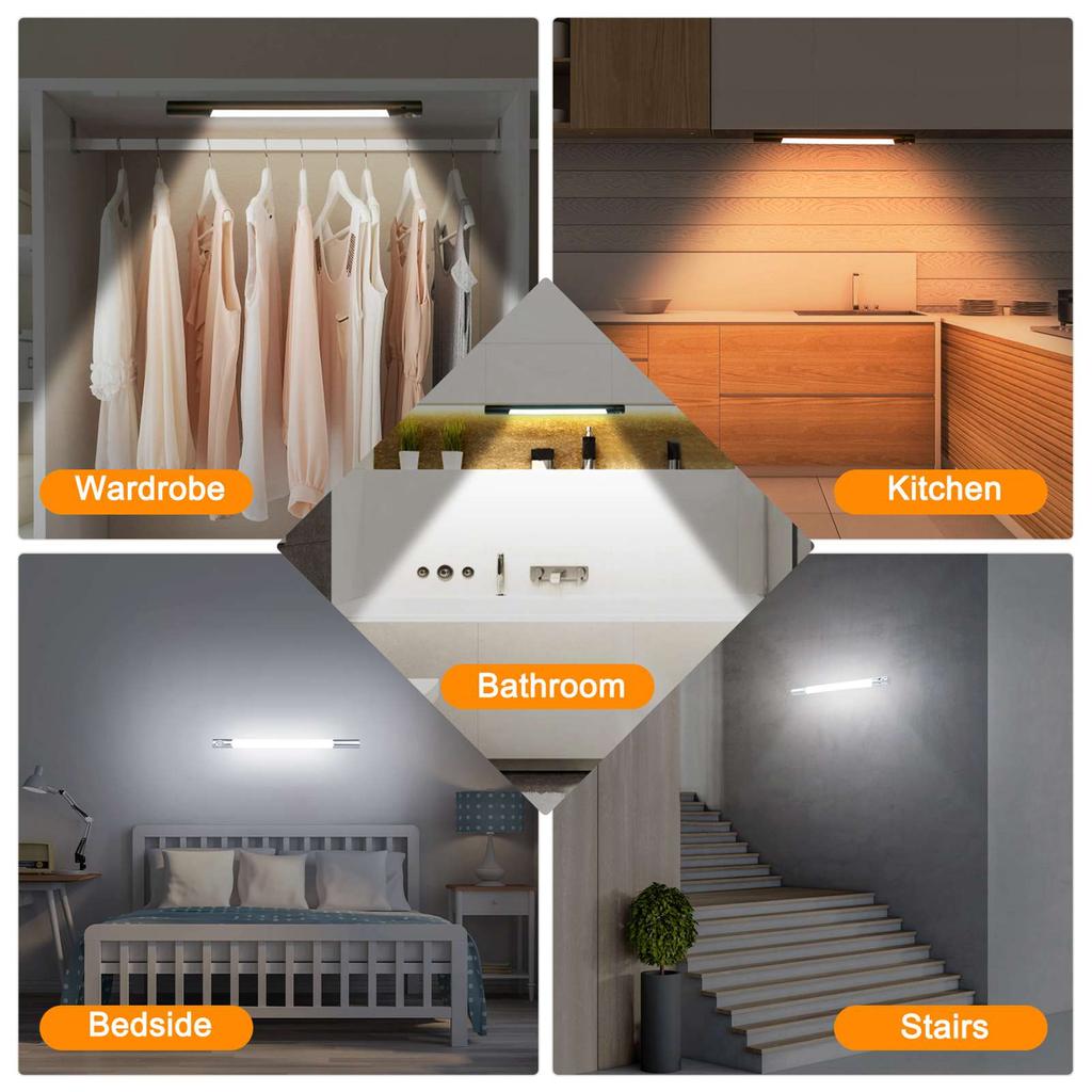Smart Motion Sensor Cabinet Light Dimmable Wardrobe Light Under Cabinet Light 3 Color Temperatures with Rotating Sensor