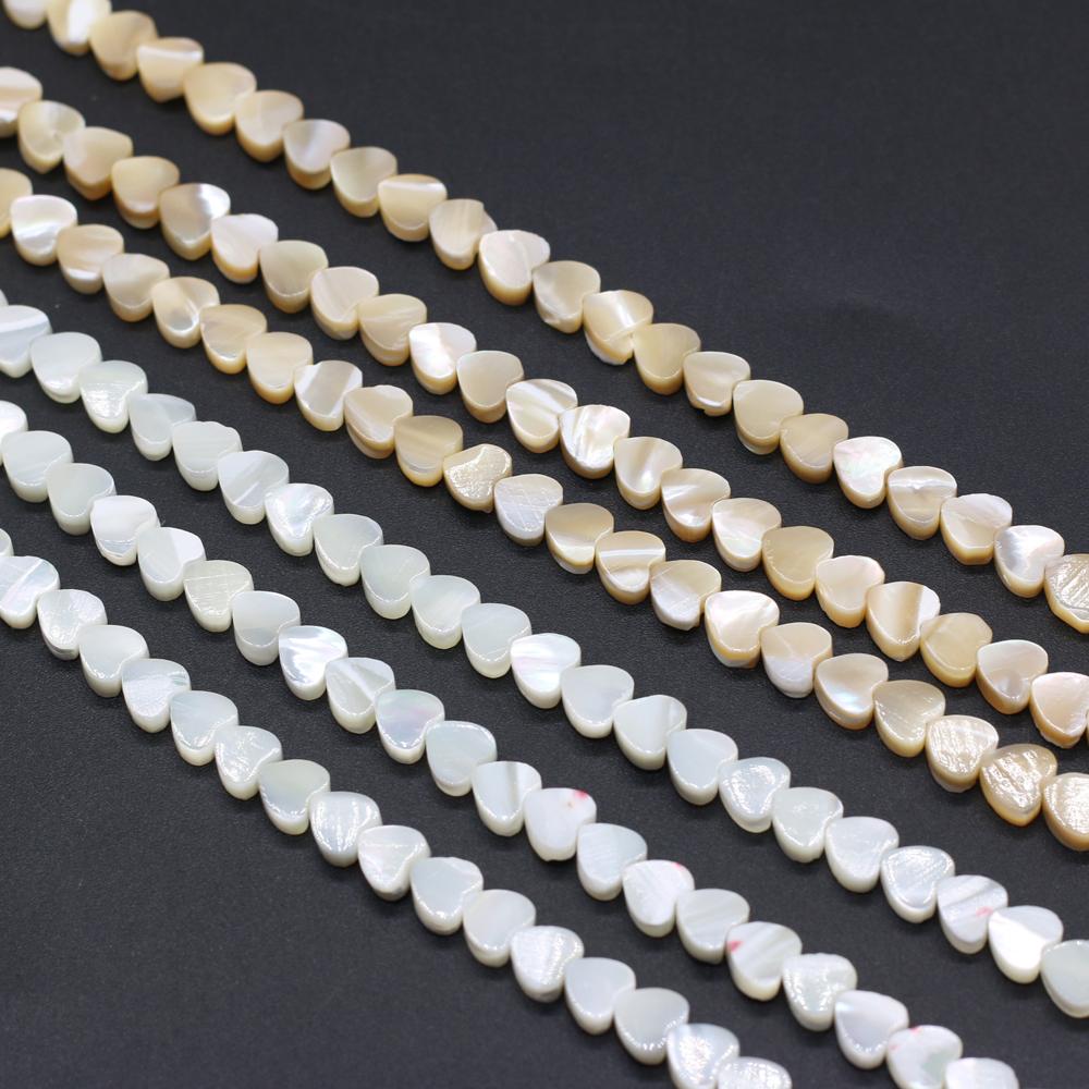 1 Strand Heart Natural Seawater Shell Beads 6mm 8mm 10mm 12mm Beading Loose Spacer Beads for Jewelry Making DIY Necklace Bracelet Accessories 38cm