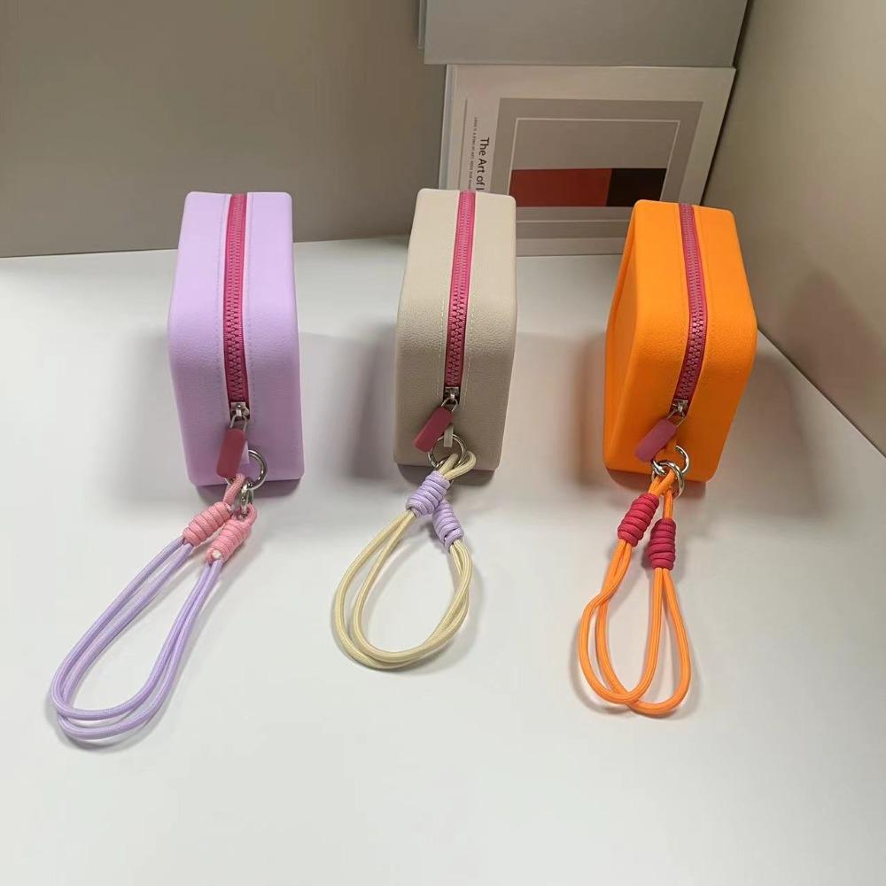 Reißverschluss Geldbörse Einfarbig Kosmetiktasche Fashion Square Brieftasche Kopfhörer