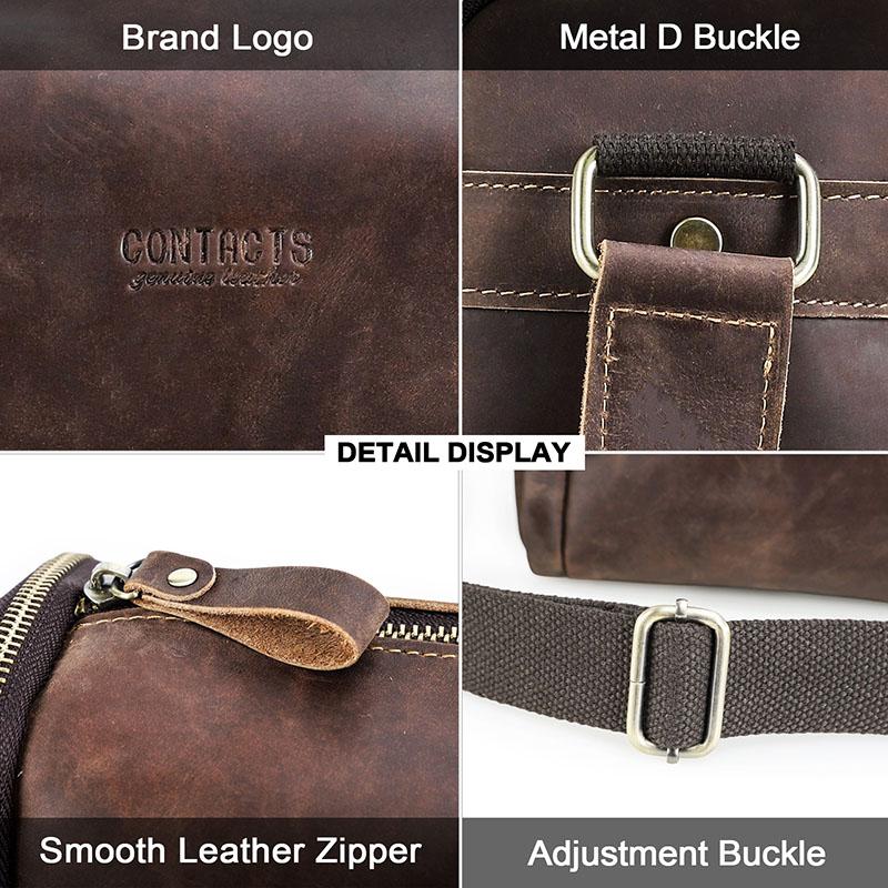 Echtes Leder Männer Vintage Umhängetasche Strap Sling Mehrere Mezzanine Große Kapazität Schulter Tasche Crazy Horse Leder Messenger Taschen