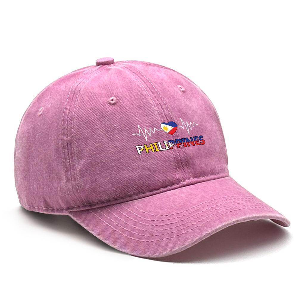 Heart-shaped Flag of Philippines Washed Cotton Snapback Baseball Caps Man's Cap Sporting Adjustable Baseball Hat