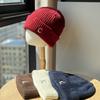 Koreanischer Stil Verdickte Schriftzug Gesicht enthüllende Kleine Wollmütze Trendige Herbst- und Winterwarme Ohrenschutz Strickmütze für Männer