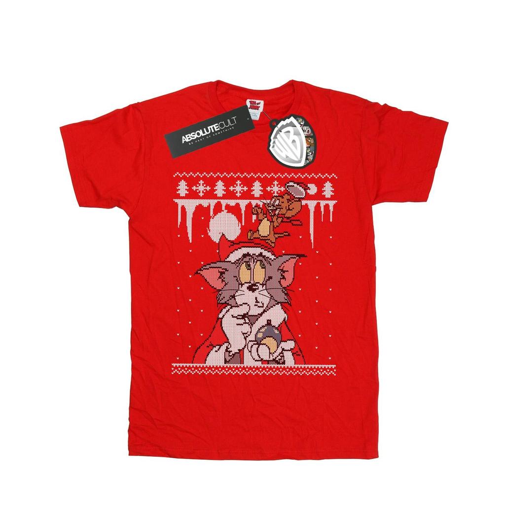 Tom And Jerry Mens Christmas Fair Isle T-Shirt