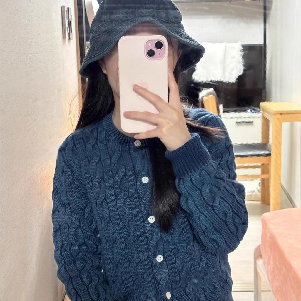 High-Quality Ralph 25 Early Autumn Cotton Cable Knit Sweater with Small Pony Embroidery - Round Neck, Long Sleeve Cardigan