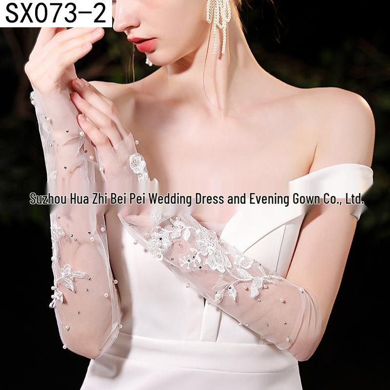 Elegant Pearl Bow Wedding Gloves - French Aesthetic for Bridal Portrait Styling