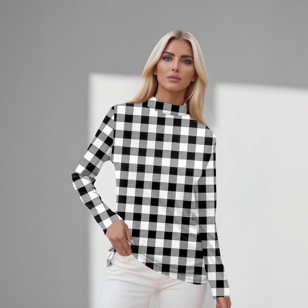 Women's Daily Casual Long Sleeve Mid Collar Top