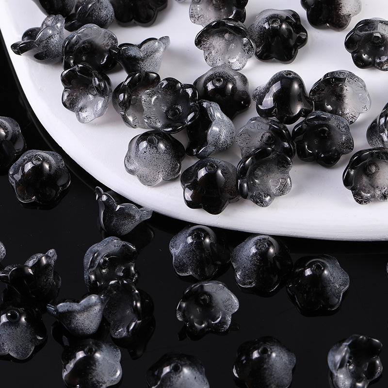 50Pcs/Bag 7X12Mm Colorful Bellflower Lampwork Beads Caps Glass Spacer Beads For Jewelry Making Diy Handmade Bracelets Hairpin