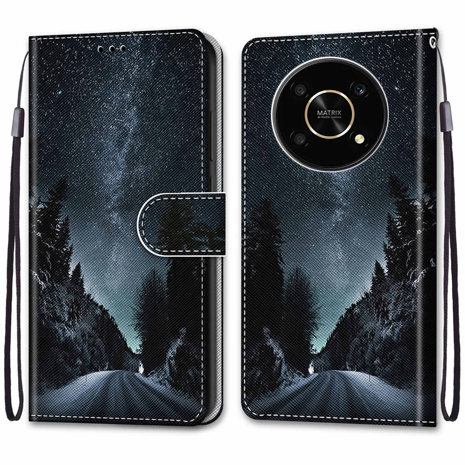 

Модный расписной узорный чехол-книжка с ремешком для iPhone Samsung Huawei Honor Xiaomi Redmi OPPO Realme Moto Asus Xiaomi Redmi 6A