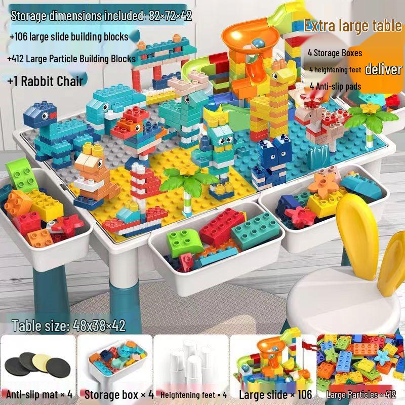 Multifunctional Large Particle Building Block Table for Kids: Educational Toy for Boys, Girls, and Babies