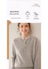 Women's Color Block Cashmere Sweater - Round Neck, Buttoned, Loose Fit, Long Sleeve Contrasting Knit for Autumn/Winter.