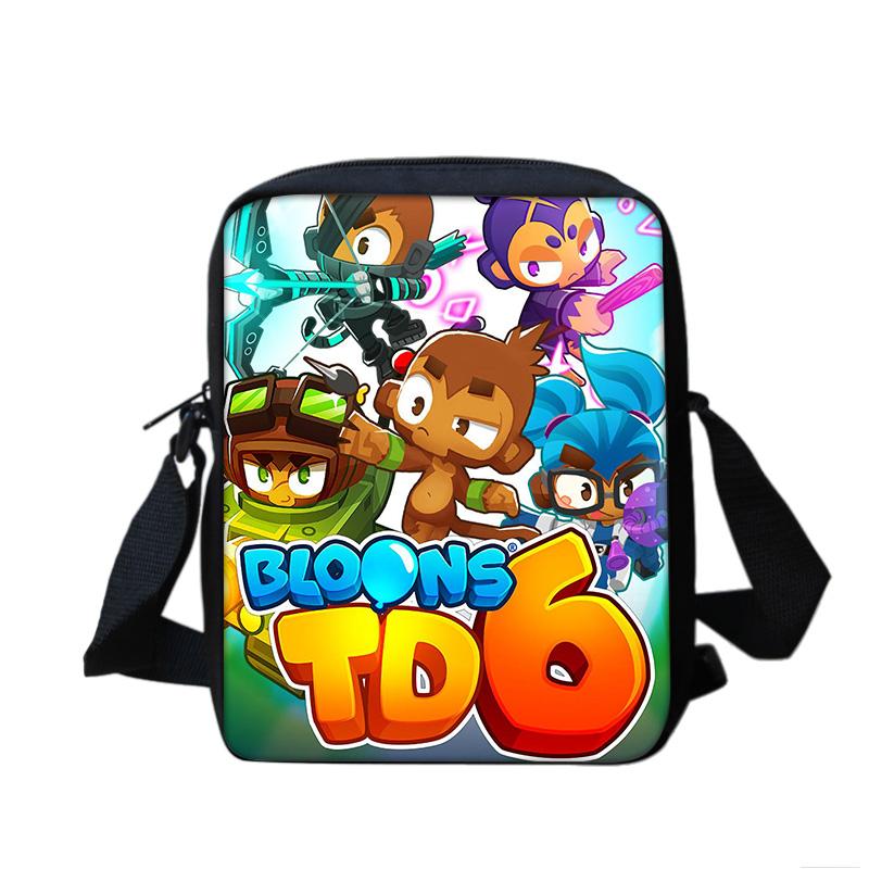 Bloons TD 6 shoulder bag, large capacity, compact, new trend, game printing, kindergarten, elementary school, boys and girls