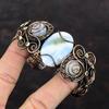 Owyhee Blue Opal Cuff Bracelet Rainbow Moonstone Bangle Copper Wire Wrapped Cuff Bracelet Handmade Adjustable Bangle Gemstone Copper Jewelry