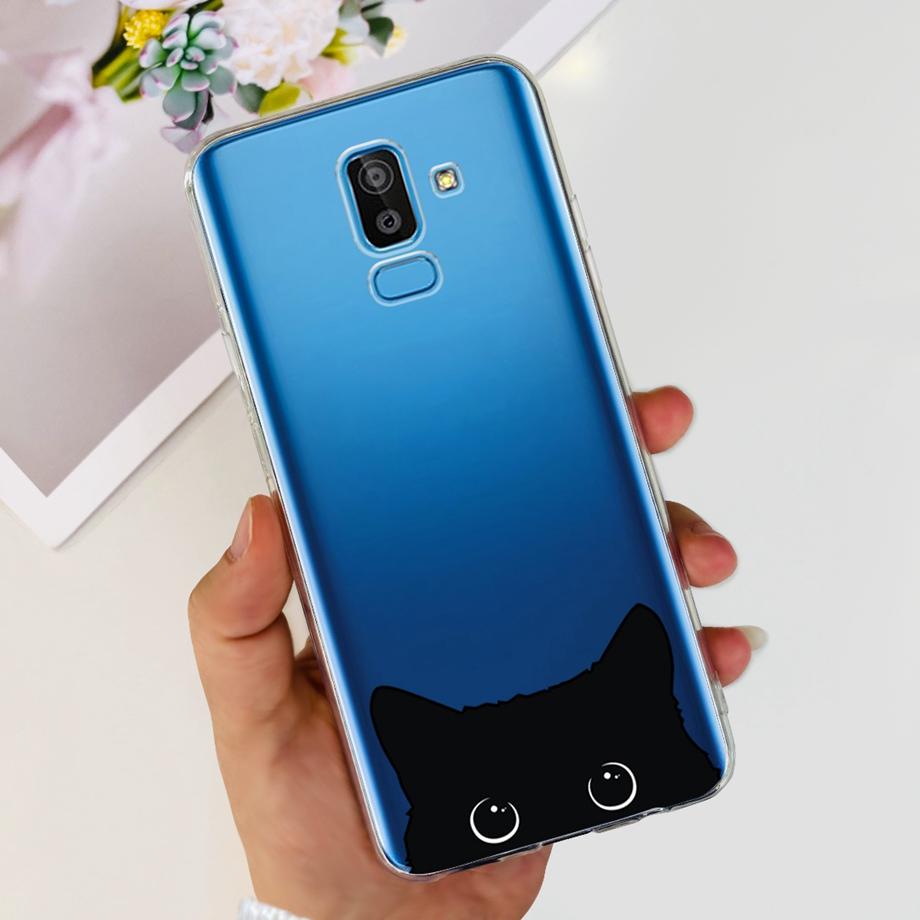 Funda Coque For Samsung Galaxy J8 J810F Cover Case Cartoon Cat Skull Back Shell For Samsung J8 2018 Soft Clear Silicone TPU Capa