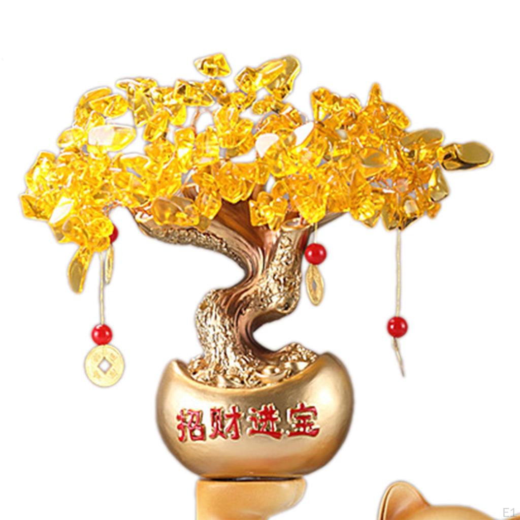 Fortune Tree Lucky Cat Statue and Figurine Art Collection Birthday Gift Tabletop Decoration