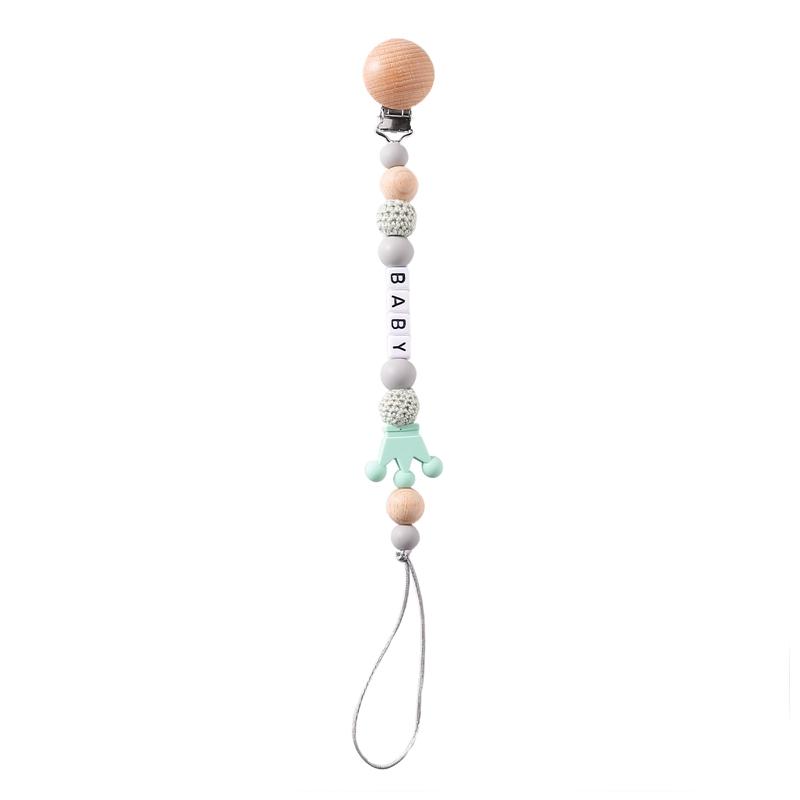 Personalized Name Baby Pacifier Clips Chains Teethers Dummy Nipple Holder Silicone Crown Clip Newborn Teething Toys Accessories