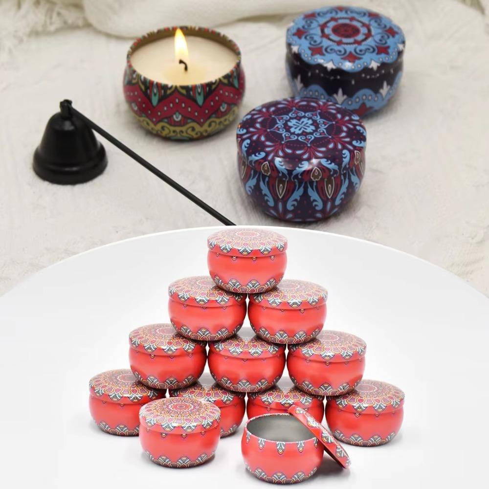 4pcs Round Cookie Tin Box Metal Biscuit Packaging Iron Can Candy Jar  for Dry Spices and Sweets