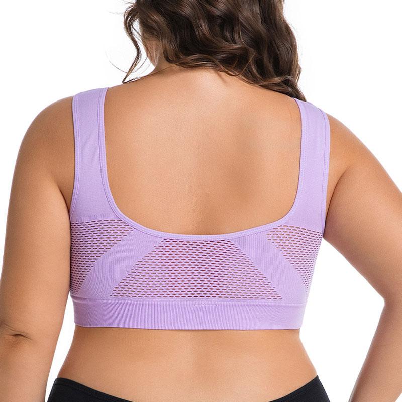 Bezszwowy biustonosz sportowy plus size dla kobiet Oddychająca siateczka Push-up z wyjmowanymi wkładkami Wygodny biustonosz w stylu kamizelki