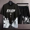 Summer Tracksuit Fashion O-Neck Quick Drying T-shirt Shorts Set Men Loose T-shirt Shorts Jogger Outfit Sportswear Suit Streetwear