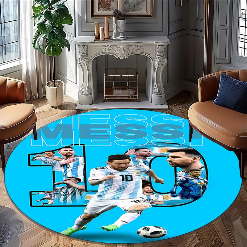1pc Football Star (2) Print Round Carpet Chair Round Carpet Suitable for Bedroom Living Room Home Decorative Carpet
