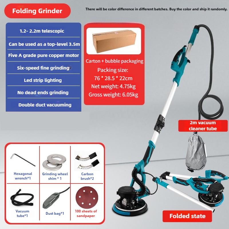 Professional Drywall Sander Foldable Electric Wall Grinder Large Handle Self-priming Wall Putty Polishing Machine