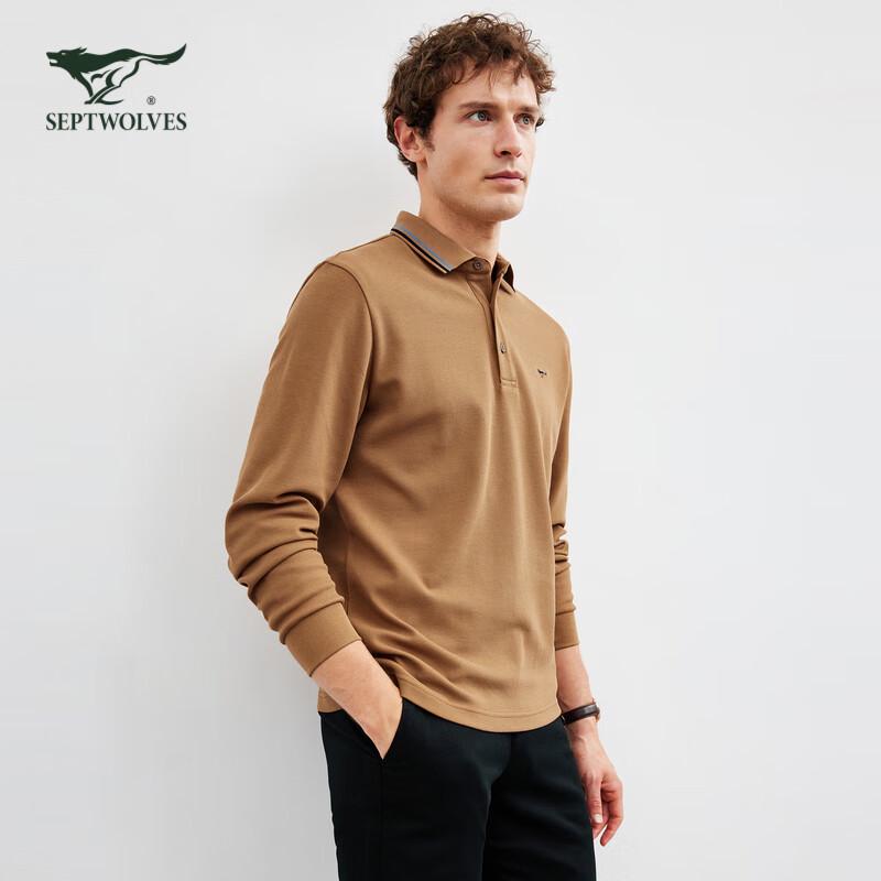 SEPTWOLVES Men's Warm Fleece Long Sleeve Polo Shirt