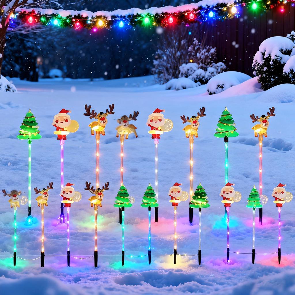 6-Pack Moving Christmas Lights LED Waterproof Christmas Pathway Lights Courtyard Tree Snowman Reindeer for Porches Trees Pathway