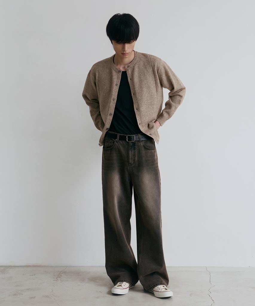 Nodu Single Line Round Cardigan [Beige]